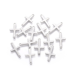 Stainless Steel Color 201 Stainless Steel Links connectors, Sideways Cross, Stainless Steel Color, 23x12.5x1.5mm, Hole: 1.4mm