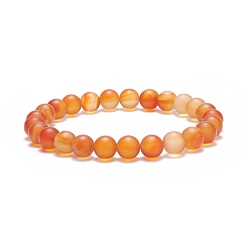 Cornaline Bracelet extensible en perles rondes en cornaline naturelle, bijoux en pierres précieuses pour femmes, diamètre intérieur: 2-3/8 pouce (6.1 cm), perles: 8 mm