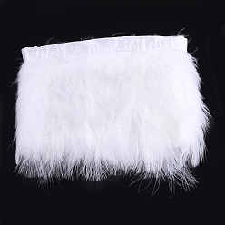 Blanc Garniture de franges de plumes de dinde, accessoires de costumes, teint, blanc, 120~180 mm, environ 2 m / sac