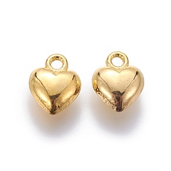 Golden Tibetan Style Alloy Charms, Lead Free and Cadmium Free, Heart, Golden, 11.5mm long, 9mm wide, 4.5mm thick, hole: 1.5mm