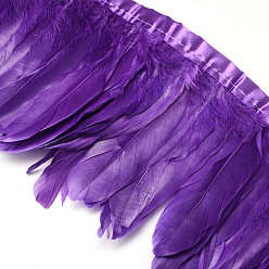 Dark Violet Fashion Goose Feather Cloth Strand Costume Accessories, Dark Violet, 100~180x38~62mm, about 2m/bag