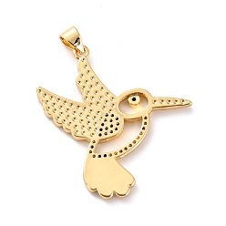 Mixed Color Brass Micro Pave Clear Cubic Zirconia Pendants, with Enamel, Long-Lasting Plated, Real 18K Gold Plated, Bird, Mixed Color, 33.5x31x2mm, Hole: 3x4mm