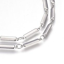 Stainless Steel Color 304 Stainless Steel Link Chains, Soldered, Rectangle, Stainless Steel Color, 15x3x1mm