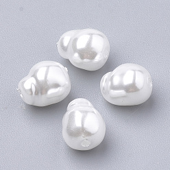 White Eco-Friendly Plastic Imitation Pearl Beads, High Luster, Grade A, White, 7.5x6mm, Hole: 1.2mm