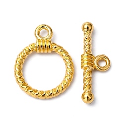 Golden Tibetan Style Alloy Toggle Clasps, Cadmium Free & Nickel Free & Lead Free, Ring, Golden, Ring: 19x14x3mm, Hole: 2mm, Bar: 20x8x3mm, Hole: 2mm