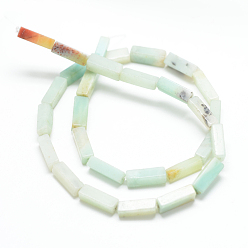 Flower Amazonite Natural Flower Amazonite Bead Strands, Cuboid, 13~14x4~5x4~5mm, Hole: 1mm, about 29~31pcs/strand, 15.3 inch