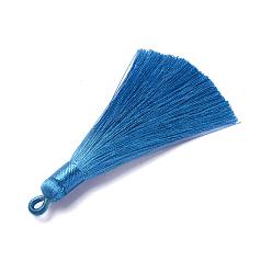 Стально-синий Полиэстер кисточкой подвески, стальной синий, 78~82x8 мм, отверстие : 2~4 мм