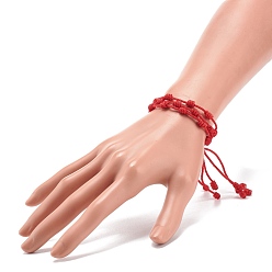 Red 3Pcs 3 Size Nylon Braided Knot Cord Bracelet, Lucky Adjustable Bracelets for Kids, Red, Inner Diameter: 1-1/4~3-1/8 inch(3.2~7.8cm), 1Pc/size