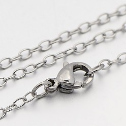Stainless Steel Color 304 Stainless Steel Cable Chain Necklaces, with Lobster Claw Clasps, Stainless Steel Color, 23.5 inch(59.7cm), 3x2.3mm