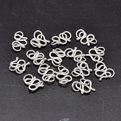 Silver 925 Sterling Silver S-Hook Clasps, Silver, 8x8.5x1mm, Hole: 3.6mm, about 51pcs/20g
