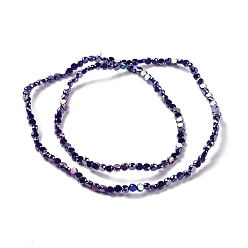Midnight Blue Electroplate Glass Beads Strands, AB Color Plated, Faceted, Flat Round, Midnight Blue, 4.5x2.5~3mm, Hole: 0.8mm, about 145~150pcs/strand, 21.26''(54cm)