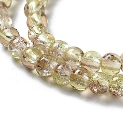 Light Khaki Spray Painted Crackle Glass Beads Strands, Round, Two Tone, Light Khaki, 4mm, Hole: 1.1~1.3mm, about 200pcs/strand, 31.4 inch