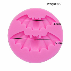 Pink Food Grade Silicone Molds, Fondant Molds, For DIY Cake Decoration, Chocolate, Candy, UV Resin & Epoxy Resin Jewelry Making, Bat, Pink, 56x8mm, Inner Diameter: 38~51mm
