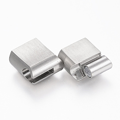 Stainless Steel Color 304 Stainless Steel Magnetic Clasps with Glue-in Ends, Rectangle, Stainless Steel Color, 23x13.5x8mm, Hole: 6x12mm