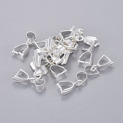 Silver Brass Ice Pick Pinch Bails, Nickel Free, Silver, 10.67x5.93x3.04mm, Hole: 4.13mm, Pin: 0.84mm