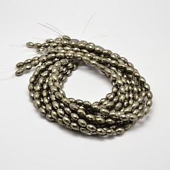Pyrite Natural Pyrite Barrel Beads Strands, Faceted, 12x8mm, Hole: 1mm, about 32pcs/strand, 15.7 inch