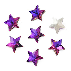 Dark Orchid Glass Rhinestone Cabochons, Nail Art Decoration Accessories, Faceted, Star, Dark Orchid, 9.5x10x4.5mm