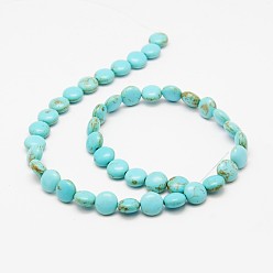Turquoise Flat Round Synthetic Turquoise Beads Strands, Dyed, Turquoise, 10x5mm, Hole: 1mm, about 42pcs/strand, 15.7 inch