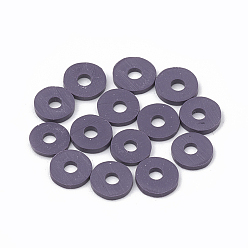 Dark Slate Blue Flat Round Handmade Polymer Clay Bead Spacers, DarkSlate Blue, 3x1mm, Hole: 1mm, about 380~400pcs/strand, 17.7 inch