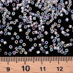 Clair Perles cylindriques en verre, Perles de rocaille, couleurs transparentes arc, trou rond, clair, 1.5~2x1~2mm, Trou: 0.8mm, environ 8000 pcs / sachet , à propos de 1 livre/sac