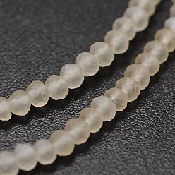 Antique White Half Rainbow Plated Faceted Rondelle Glass Bead Strands, Frosted, Antique White, 4~4.5x3~3.5mm, Hole: 0.8mm, about 150pcs/strand, 15.1 inch