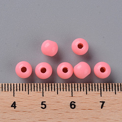 Saumon Perles acryliques opaques, ronde, Saumon, 6x5mm, Trou: 1.8mm, environ4400 pcs / 500 g