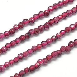 Garnet Natural Garnet Beads Strands, Faceted, Round, Cerise, 2mm, Hole: 0.5mm