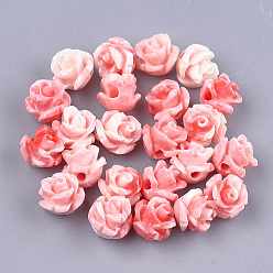 Mixed Color Synthetic Coral Beads, Dyed, Flower, Mixed Color, 6~7x6~7mm, Hole: 1.2mm
