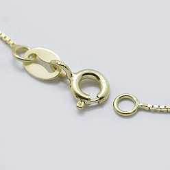 Golden 925 Sterling Silver Box Chain Necklaces, with Spring Ring Clasps, with 925 Stamp, Golden, 16 inch(40cm), 0.65mm