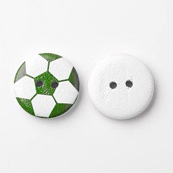 Mixed Color Sports Theme, FootBall/Soccer Ball 2-Hole Wooden Buttons, Mixed Color, 20x4mm, Hole: 2mm