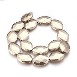 Antique Bronze Plated Electroplated Non-magnetic Synthetic Hematite Beads Strands, Polish, Faceted, Oval, Antique Bronze Plated, 25x18x5.5mm, Hole: 1mm, about 16pcs/strand, 15.74 inch(40cm)