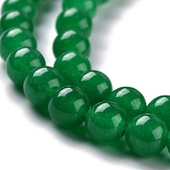 Vert Mer Perles de jade blanc naturel, ronde, teint, vert de mer, 6mm, Trou: 1mm, Environ 58~61 pcs/chapelet, 37.5~38.5 cm