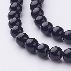 Black Natural Mashan Jade Round Beads Strands, Dyed, Black, 6mm, Hole: 1mm, about 69pcs/strand, 15.7 inch