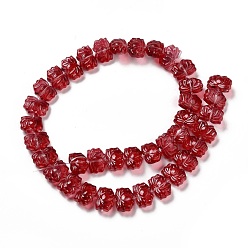 Brique Rouge Chapelets de perles en verre transparentes  , lotus, rouge foncé, 10x14x7mm, Trou: 0.8mm, Environ 38 pcs/chapelet, 14.17 pouce (36 cm)