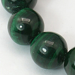 Malachite Natural Malachite Beads Strands, Round, Green, 4~5mm, Hole: 0.7mm, 40pcs/strand, 8 inch