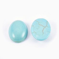 Turquoise Synthetic Turquoise Cabochons, Oval, Dark Turquoise, 10x8x4mm