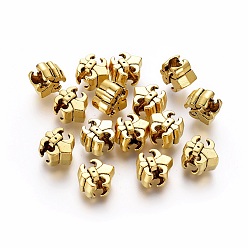 Antique Golden Tibetan Style Alloy European Beads, Large Hole Beads, Cadmium Free & Nickel Free & Lead Free, Fleur De Lis, Antique Golden, 12x11x8mm, Hole: 5mm