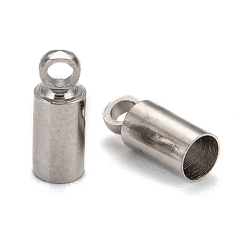 Platinum Brass Cord Ends, Nickel Free, Platinum, 9x3.5mm, Hole: 1.5mm, 3mm inner diameter