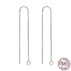 Серебро 925 Результаты шпильки стерлингового серебра, с печатью 925, нить, с коробкой цепи, серебряные, 80x1 мм, отверстие : 1 мм, штифты : 0.8 мм