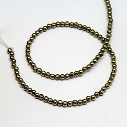 Pyrite Natural Pyrite Beads Strands, Round, 3mm, Hole: 0.5mm, about 130pcs/strand, 15.74 inch