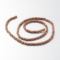 Copper Plated Electroplate Non-magnetic Synthetic Hematite Bead Strands, Frosted, Cuboid, Copper Plated, 5x3mm, Hole: 1mm, about 87pcs/strand, 15.7 inch