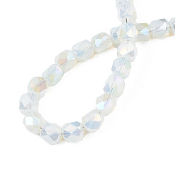 Clear Electroplate Glass Beads Strands, AB Color Plated, Faceted, Column, Clear, 5.5x5mm, Hole: 1.2mm, about 99pcs/strand, 21.85 inch(55.5cm)