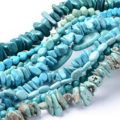 Dark Turquoise Natural Magnesite Bead Strands, Dyed & Heated, Mixed Shapes, Dark Turquoise, 5~30x9~15x4~9mm, Hole: 1mm, about 40~101pcs/strand, 15.9 inch