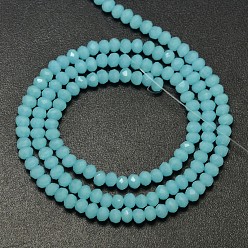 Sky Blue Faceted Rondelle Imitation Jade Glass Beads Strands, Sky Blue, 3x2mm, Hole: 0.5mm, about 148pcs/strand, 14.9 inch