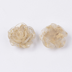 PapayaWhip Translucent Resin Cabochons, with Gold Foil Inside, Flower, PapayaWhip, 22x22.5x10mm