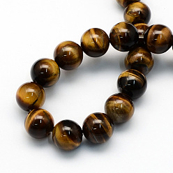 Tiger Eye Natural Tiger Eye Round Beads Strands, 6.5mm, Hole: 1mm, about 63pcs/strand, 15.5 inch