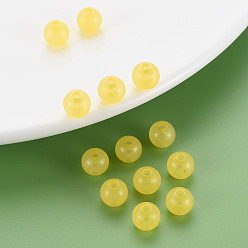 Jaune Perles acryliques de gelée d'imitation , ronde, jaune, 8x7.5mm, Trou: 1.8mm, environ1745 pcs / 500 g