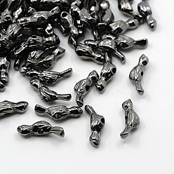 Gunmetal Tibetan Style Alloy Beads, Cadmium Free & Nickel Free & Lead Free, Bird, Gunmetal, 12x4x3.5mm, Hole: 1mm