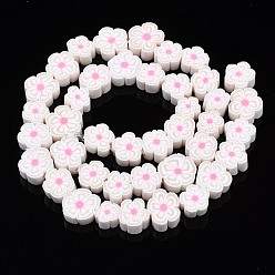 Misty Rose Handmade Polymer Clay Bead Strands, Flower, Misty Rose, 7.5~10x7~11x3.5~5mm, Hole: 1.6mm, about 38~40pcs/strand, 13.58 inch~14.57 inch(34.5~37cm)