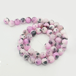 Thistle Natural Persian Jade Beads Strands, Dyed, Round, Thistle, 8mm, Hole: 1.2~1.5mm, about 50pcs/strand, 16 inch
